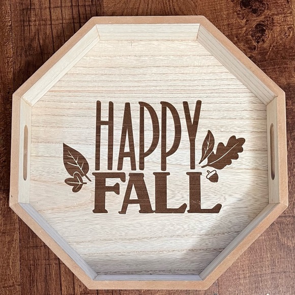 Brand new Hyde & eek boutique wood serving tray “happy fall” w/handles - Picture 1 of 4